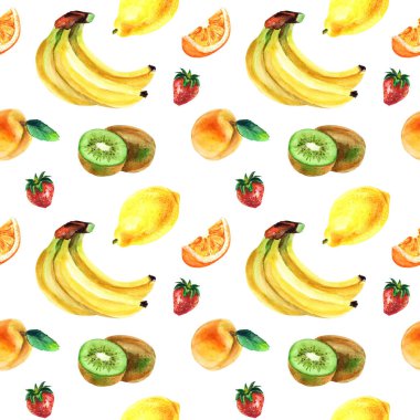 Watercolor fruits for background