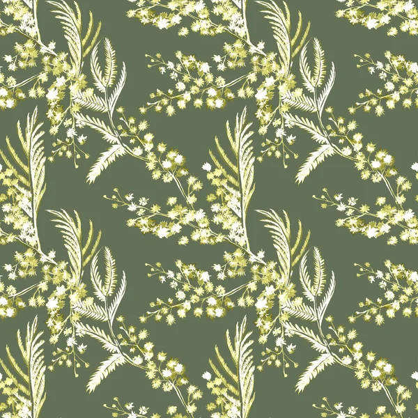 Seamless Floral Pattern Botanical Illustration Design Packaging Fabric Textile Wallpaper — Stock Photo, Image