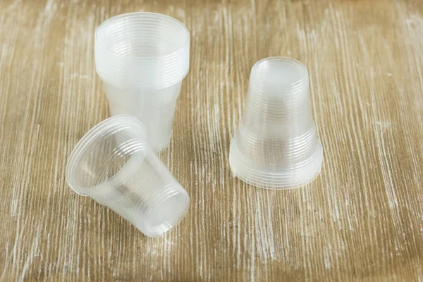 Pila Vasos Plástico Vacíos Cien Mililitros Para Plántulas Esquejes Enraizamiento — Foto de Stock