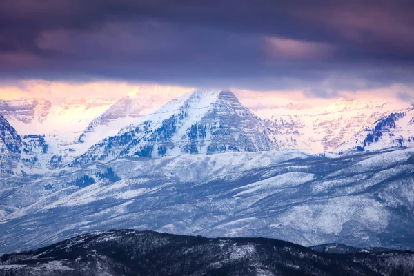 Winter scene with Timpanogos, Utah, USA