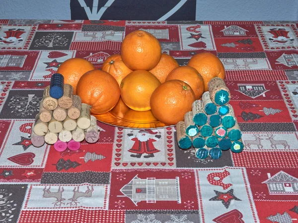 Bodegón Frutas Naranja Mediados Diciembre Imagen de archivo