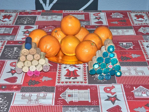 Bodegón Frutas Naranja Mediados Diciembre Imagen de stock