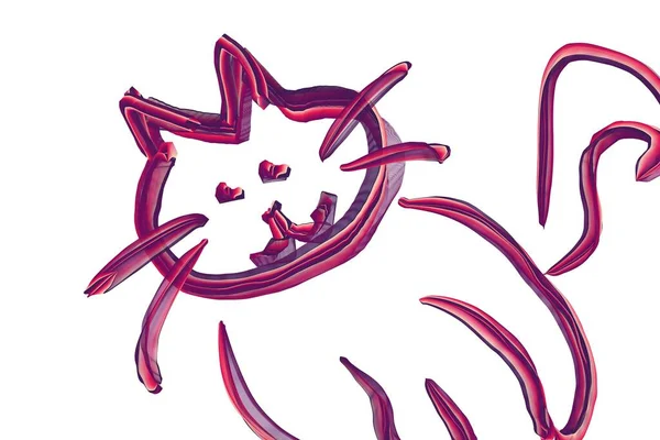 Hand Drawn Sweet Cat White Background — Stock Photo, Image