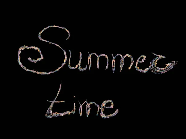 Summer time hand written text isolated on a black Background