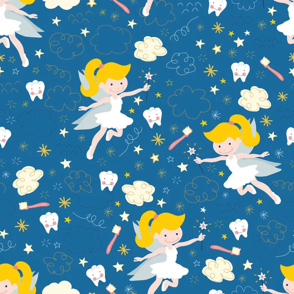 Vector cute little tooth fairy with wand — Stock Vector © Lunter #49068749