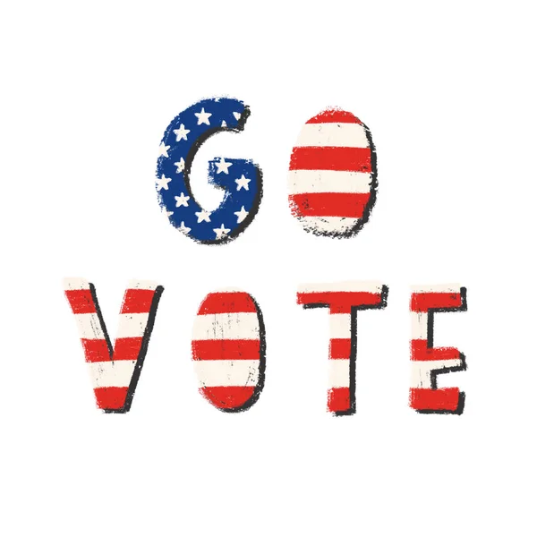 Vai a votare le scritte disegnate a mano con la bandiera americana. Noi elezioni Ispirazione — Foto Stock