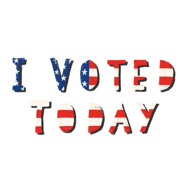Ho votato oggi. Elezioni 2020. Voto citazione motivazionale con tessitura bandiera USA. Lettere disegnate a mano — Foto Stock