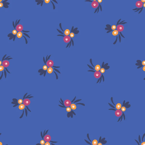 Blumensträuße nahtloses Vektormuster. Rosa orange gelb blau ditsy floralen Hintergrund. Wiederholen Sie Fliesen Volksblumen. Handgezeichnete Frühling Sommer Hintergrund für Stoff, Dekor, Oberflächenmuster Design — Stockvektor