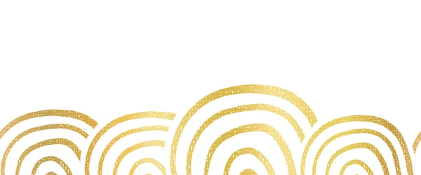 Abstrakte metallische Goldfolie nahtlos Vektorrand handgezeichnete Kreisformen. Wiederholte Goldmuster Ring Regenbogenformen für die Unterseite der Seite Dekor, Karten, trimmen, Banner, Feier, Party. — Stockvektor