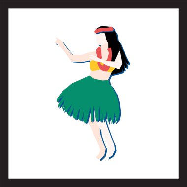 Hula dansçısı soyut vektör çizimi. Geleneksel Hula dansı yapan kadının modern soyut Hawaii çizimi. 