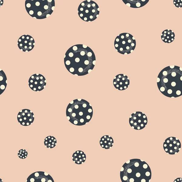 Seamless vector repeat pattern with fabric covered dotted buttons for fabric, scrapbooking and craft projects, gift wraps or wallpaper on beige background. — Stock vektor