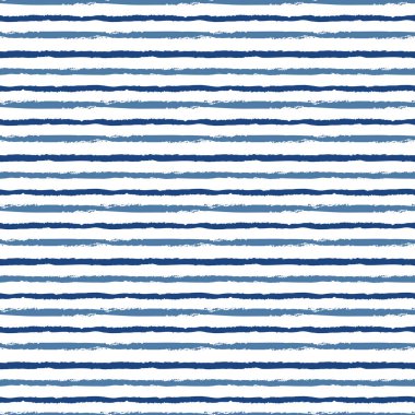 Yatay, pürüzsüz, grunge çizgili desen. Beyaz arka planda mavi renkli çizgiler. Kusursuz vektör deseni arkaplanı.