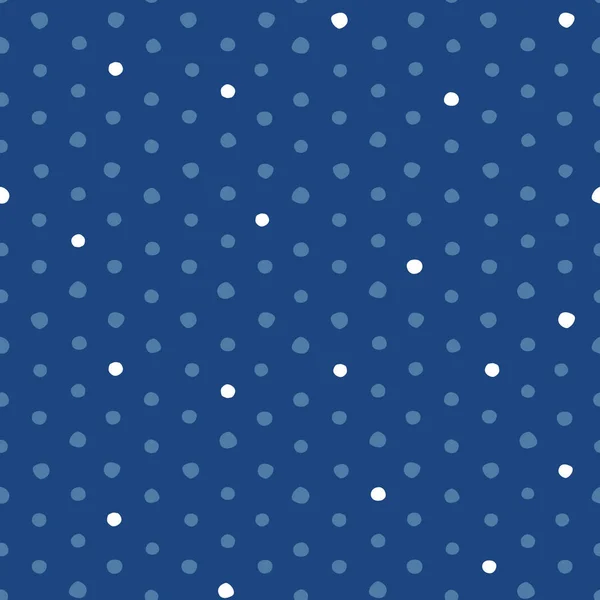 Pois irréguliers bleus et blancs vecteur motif sans couture . — Image vectorielle