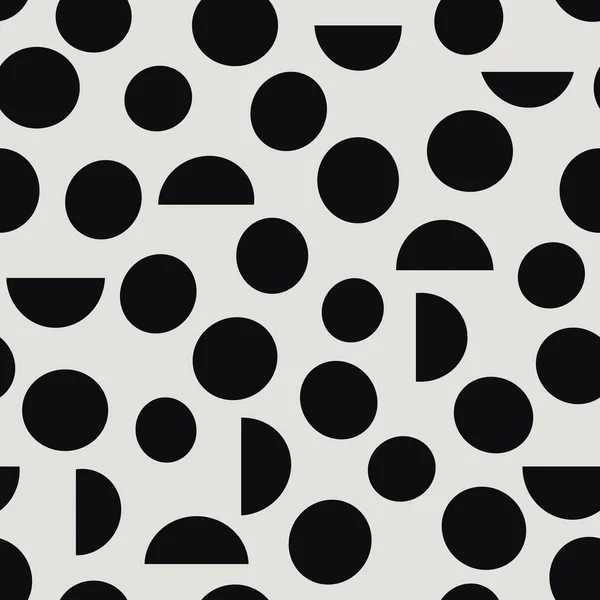 Black and white abstract geometrical seamless vector pattern with dots and half dots. Trendy abstract design for paper, cover, fabric, interior decor, wallpaper and other projects. — Stock Vector