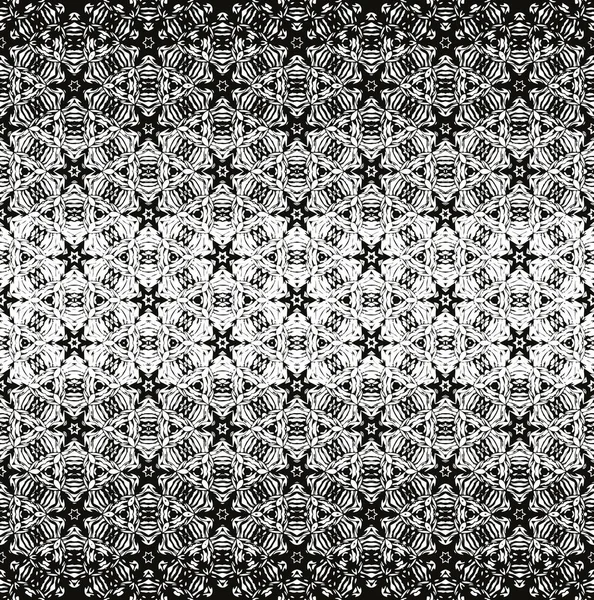 Bohemian style black and white caleidoscope ombre seamless vector pattern. Texture for web, print, fabric, textile, card background, wrapping paper or wallpaper.