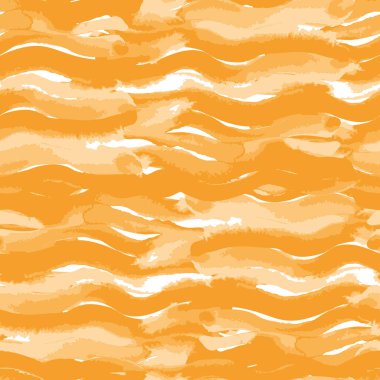 Suluboya fırçası vuruşları dalga vektörsüz desen arka planı kumaş, duvar kağıdı, kağıt, davetiye veya arkaplan için sarı ve beyaz renklerde tekrarlar.