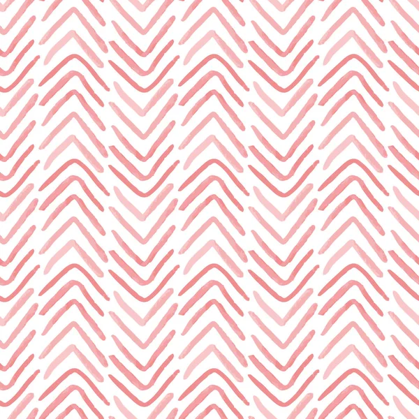 Pink textured herringbone vector seamless pattern. Abstract hand painted background. Monochrome doodles with chevrons for fabric, wallpaper, invitation cards or scrapbooking projects. — Stock Vector