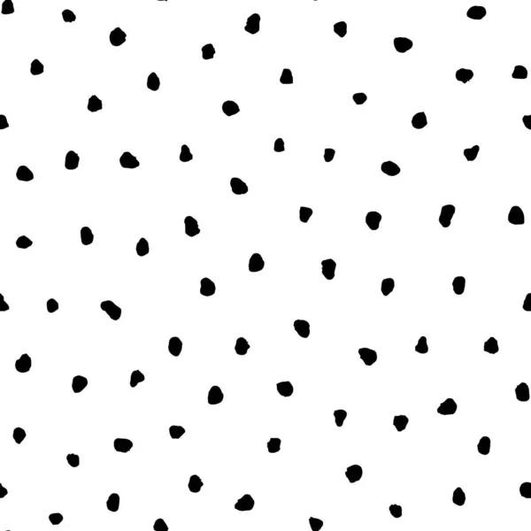 Grunge negro irregular lunares vector patrón sin costuras sobre fondo blanco . — Vector de stock