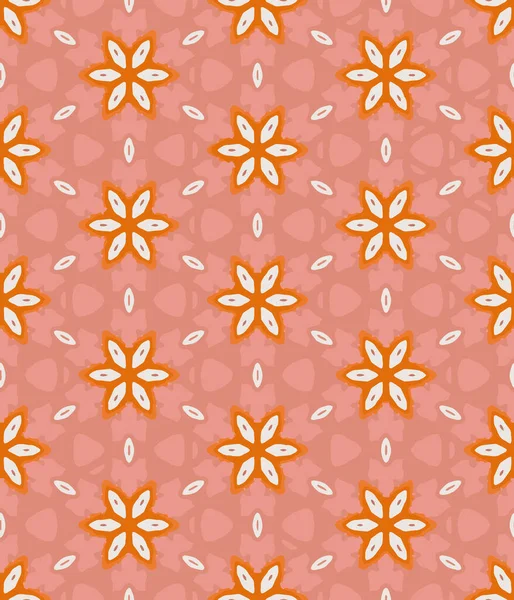 Abstrakte florale nahtlose Vektormuster Hintergrund in rosa und orange Farben für Stoff, Tapeten, Scrapbooking-Projekte. — Stockvektor