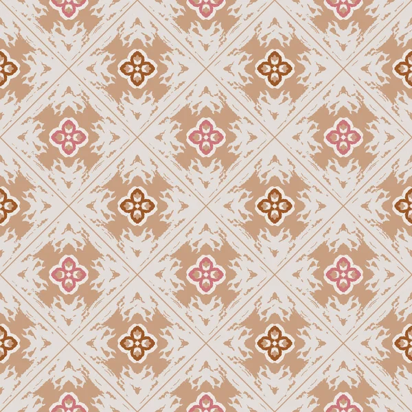 Foral Checkered kusursuz vektör deseni. Duvar kağıdı, kumaş, kağıt ve tekstil için pastel renklerde basit bir arkaplan. El çizimi.
