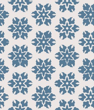 Kumaş, duvar kâğıdı, yapıştırma kitabı projeleri için stilize çiçekler içeren mavi soyut çiçek desenli dikişsiz vektör arkaplanı.