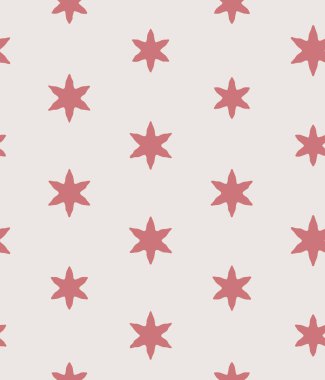 Kumaş, duvar kağıdı, hediye paketi, hatıra defteri projeleri veya arkaplan için iki renk içeren basit grunge dikişsiz yıldız vektör deseni arka planı.