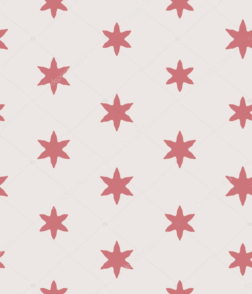 Simple grunge seamless stars vector pattern background in two colors for fabric, wallpaper, gift wrap, scrapbooking projects or backgrounds.