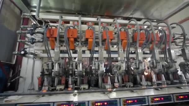 Fabbrica Industriale Bottiglie Produzione Bottiglie Vetro — Video Stock