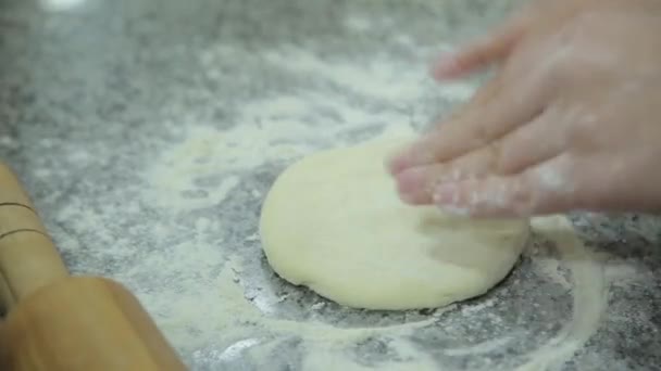 Woman Rolling Dough Kitchen Restaurant — Stock Video