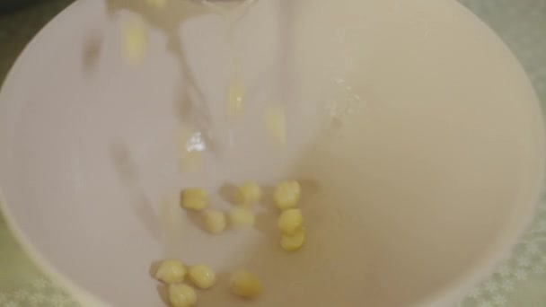 Filling Lot Chickpeas Making Very Tasty Meal — Stock Video