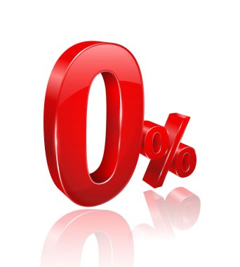 Kırmızı sıfır yüzde 3d tarzı. Vektör çizim. 