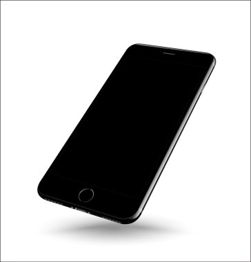 Beyaz arka planda siyah smartphone mockup perspektif.