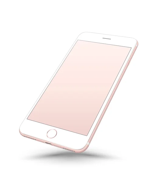 Perspectiva de mockup smartphone rosa no fundo branco . — Vetor de Stock