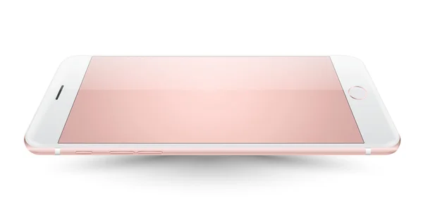 Perspectiva de maqueta de teléfono inteligente rosa sobre fondo blanco . — Vector de stock