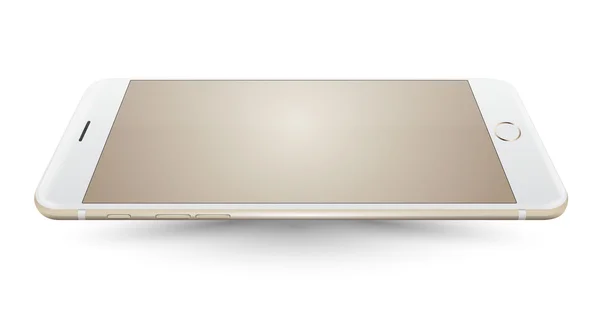 Nova perspectiva mockup smartphone ouro realista no fundo branco . — Vetor de Stock