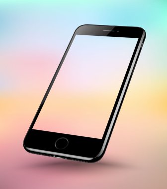 Perspektif siyah smartphone gerçekçi model üzerinde