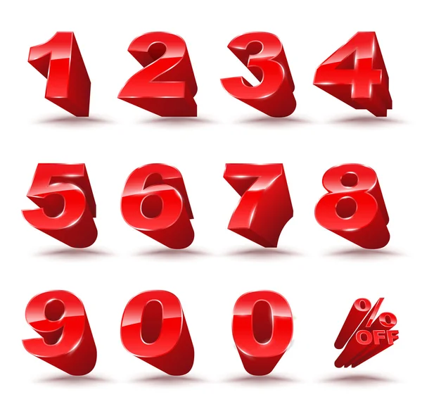 Conjunto de números tridimensionales 0-9 con porcentaje de descuento . — Archivo Imágenes Vectoriales