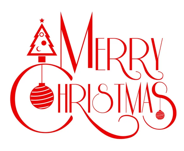 Merry Christmas text art red color vector illustration. — Stock Vector