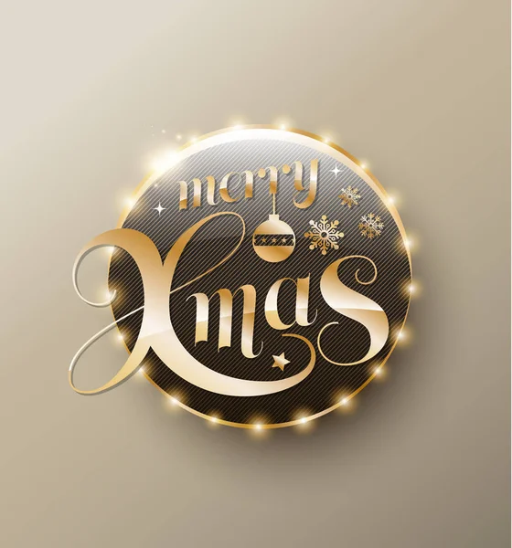 Joyeux cercle de lettrage d'or de Noël. Calligraphie moderne style 3D — Image vectorielle