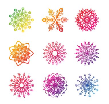 Vektör kar taneleri kümesi. Vektör çizim.