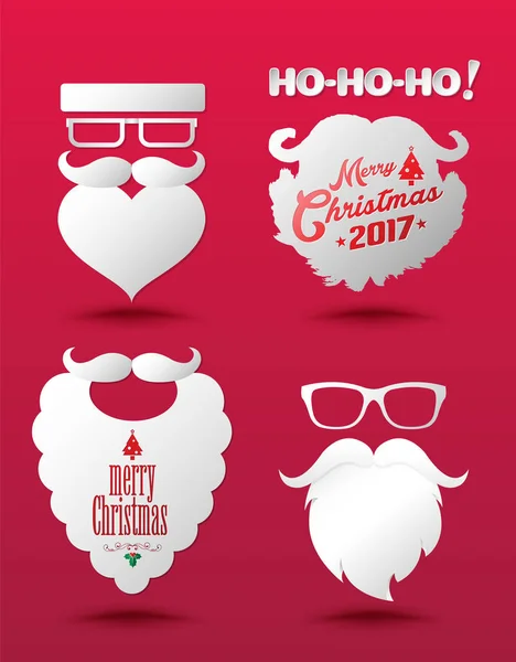 Santa Claus beard Hipster style set. — Stock Vector
