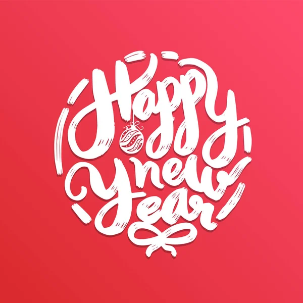 Feliz Año Nuevo, texto de diseño de tarjetas de felicitación con letras. Vector illu — Vector de stock