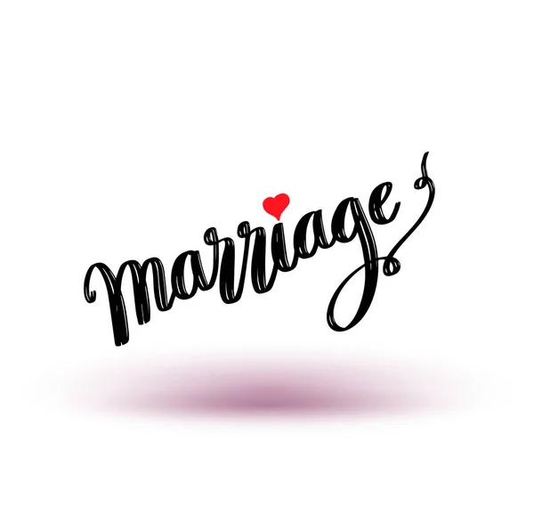 Giorno del matrimonio calligrafia a forma di cuore . — Vettoriale Stock