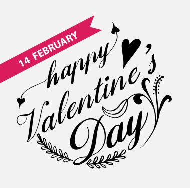 Mutlu Sevgililer günü yazı kırmızı kalpler arka plan üzerinde.