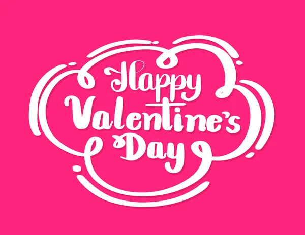 Happy Valentine's day belettering op rode harten achtergrond. — Stockvector
