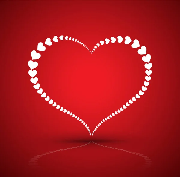 Big heart by heart border on red. Vector illustration for love c — Stock Vector