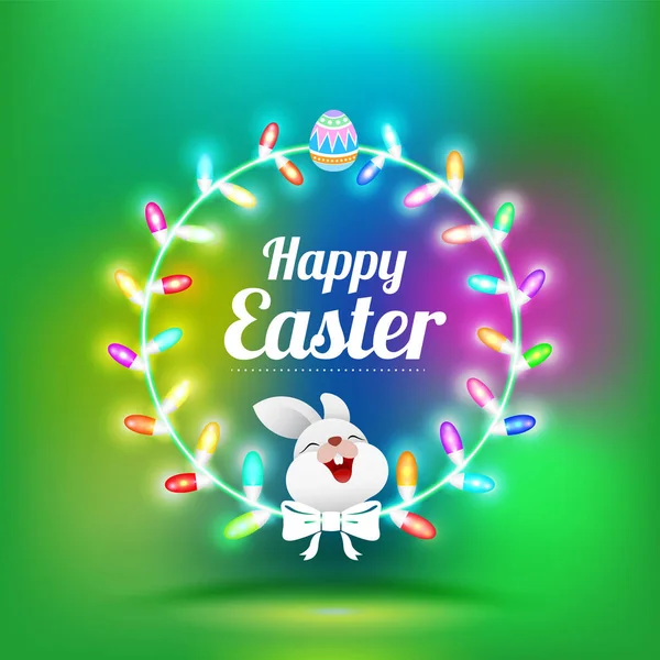 Glad påsk gratulationskort med kanin — Stock vektor