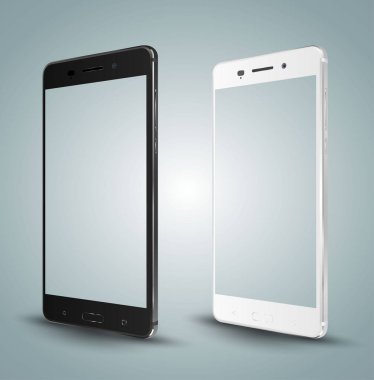 Smartphone mockup ön ve arka. 