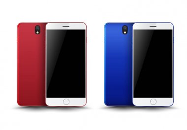 Smartphone mockup ön ve arka. 