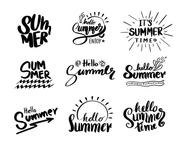 Retro hand drawn elements for Summer calligraphic designs. Vinta